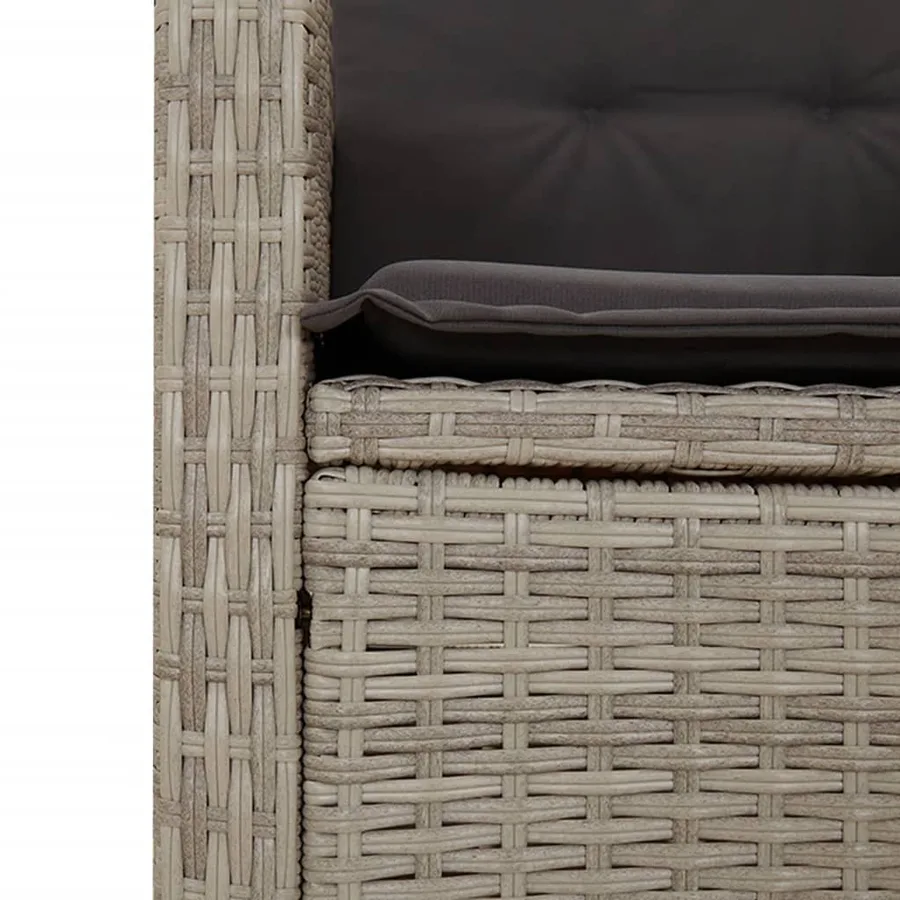 Ensemble à manger de jardin 3pcs coussins gris clair poly rotin - 7