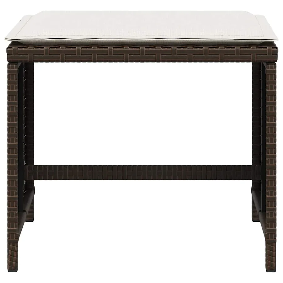 Ensemble à manger de jardin 5 pcs et coussins marron poly rotin - 13