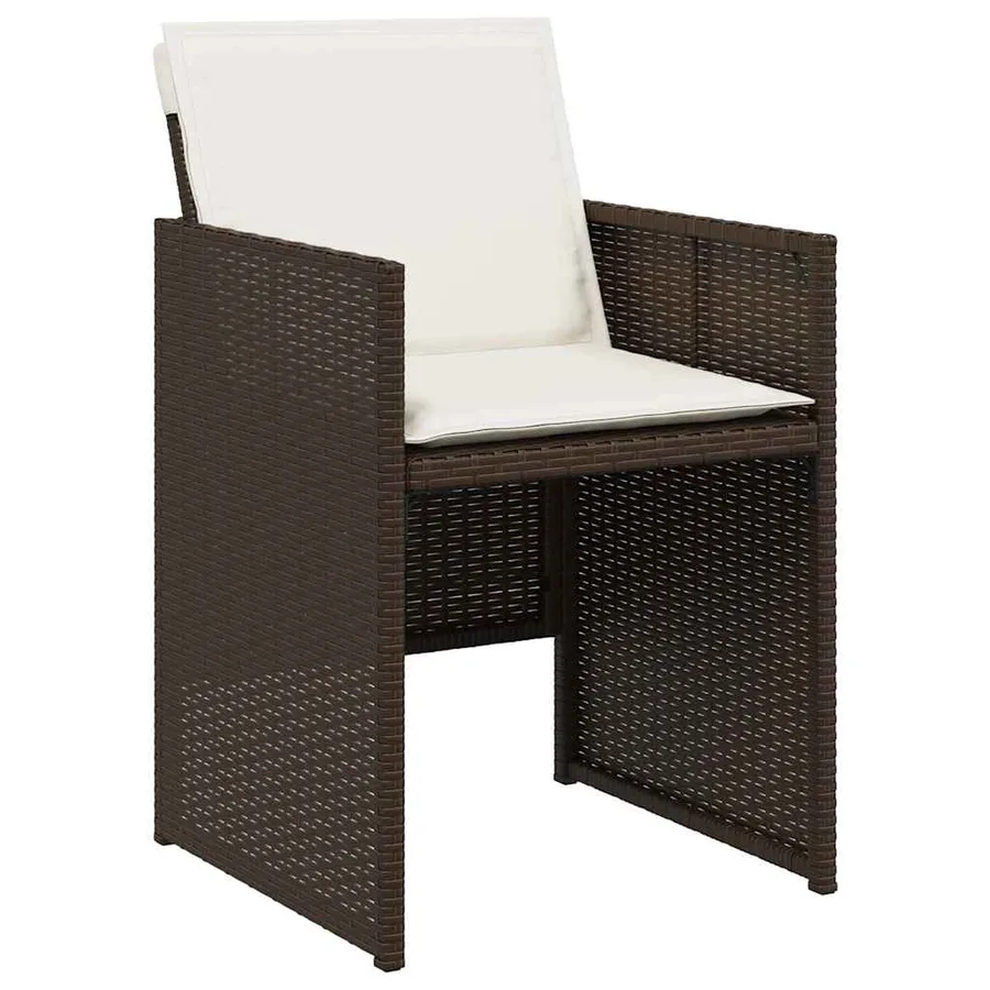 Ensemble à manger de jardin 5 pcs et coussins marron poly rotin - 4