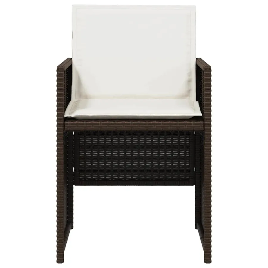Ensemble à manger de jardin 5 pcs et coussins marron poly rotin - 5