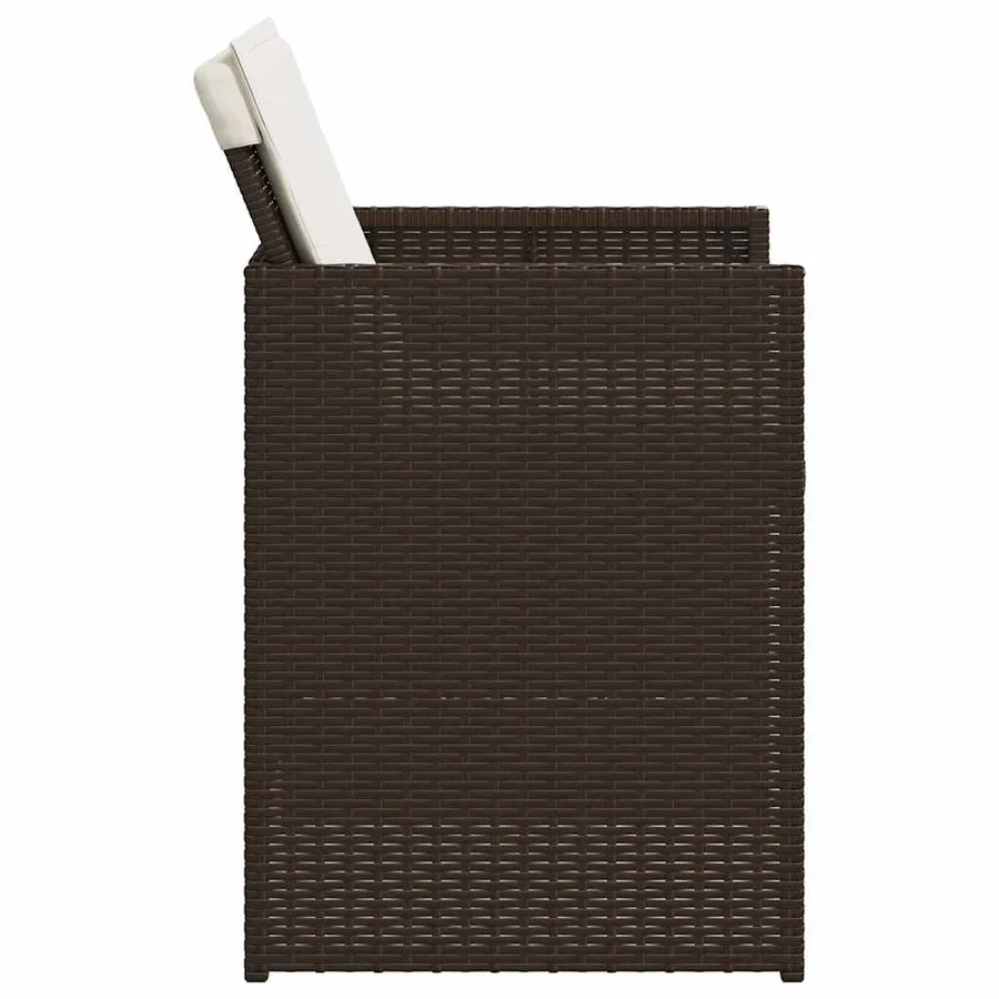 Ensemble à manger de jardin 5 pcs et coussins marron poly rotin - 6