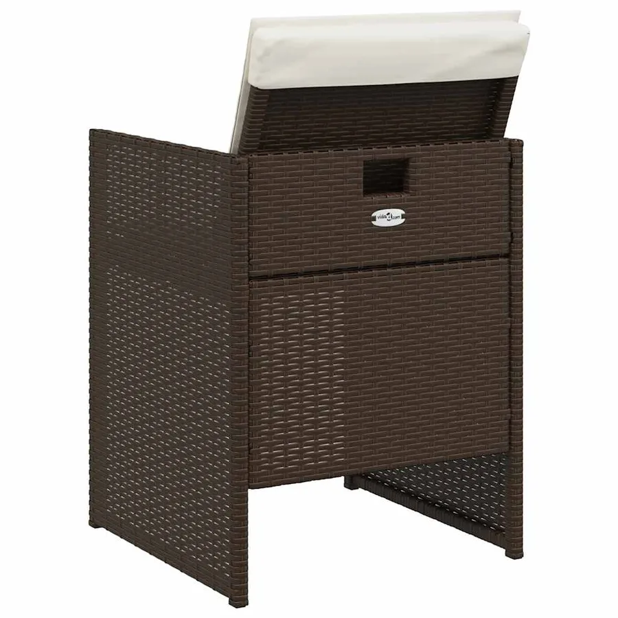 Ensemble à manger de jardin 5 pcs et coussins marron poly rotin - 7