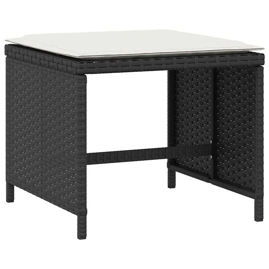 Ensemble à manger de jardin coussins 5pcs Noir Résine tressée - 12