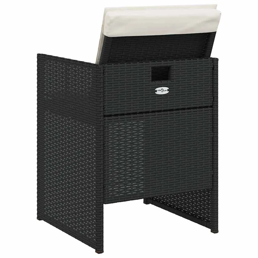 Ensemble à manger de jardin coussins 5pcs Noir Résine tressée - 7