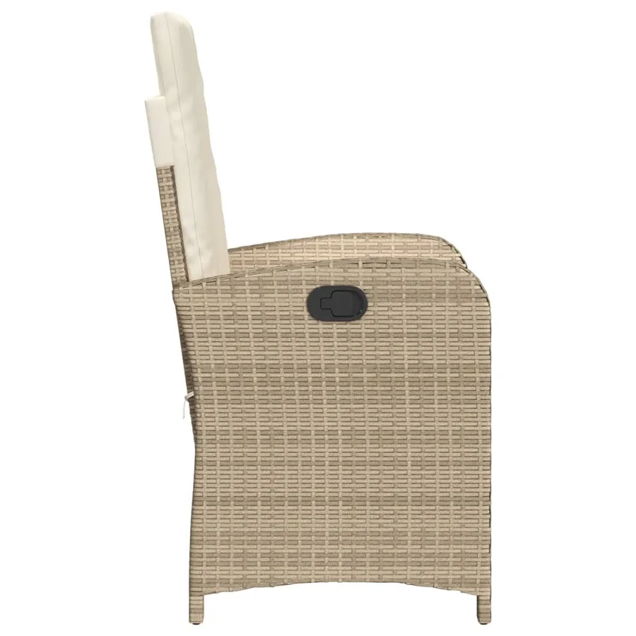 Chaise inclinable de jardin avec coussins beige résine tressée - 5