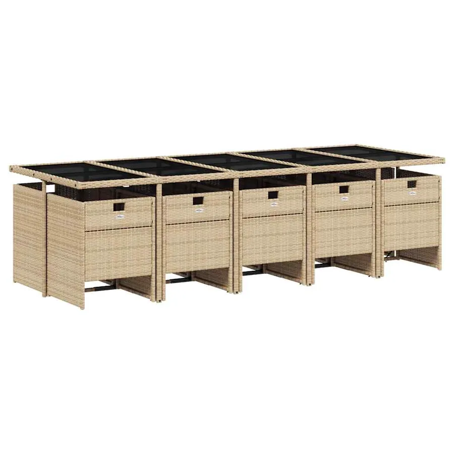 Ensemble à manger de jardin et coussins 11 pcs mélange beige - 3