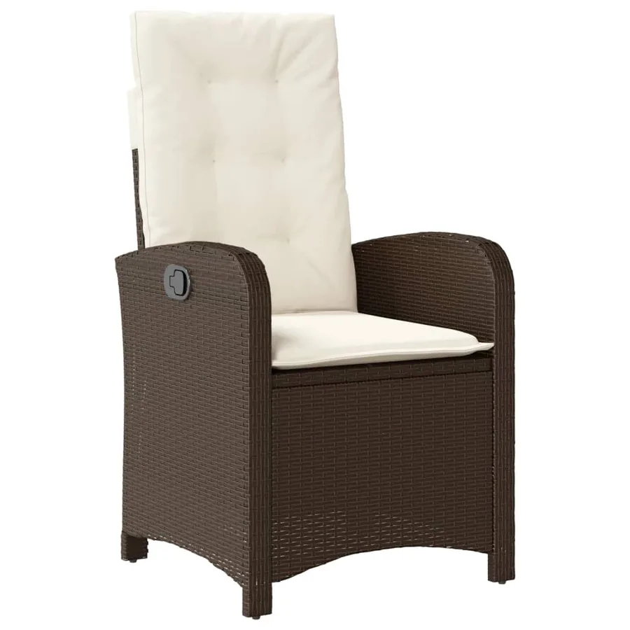 Ensemble à manger de jardin 3 pcs et coussins marron poly rotin - 4