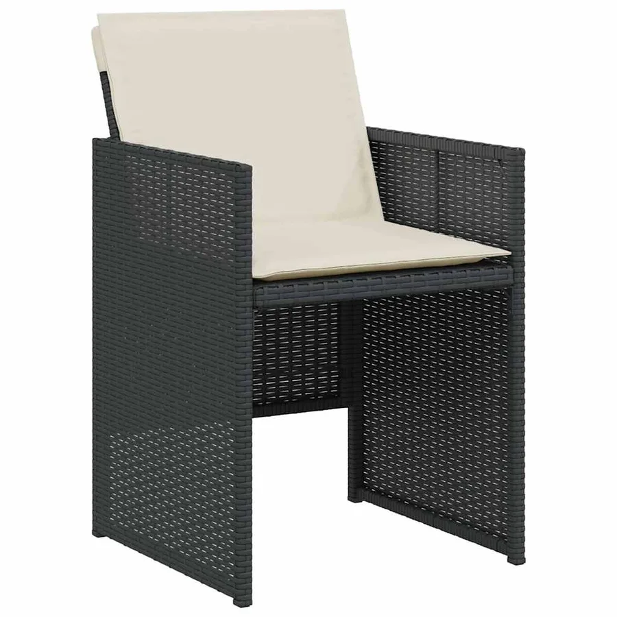 Ensemble de bistro 3 pcs avec coussins noir résine tressée - 4
