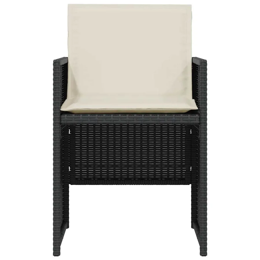 Ensemble de bistro 3 pcs avec coussins noir résine tressée - 5