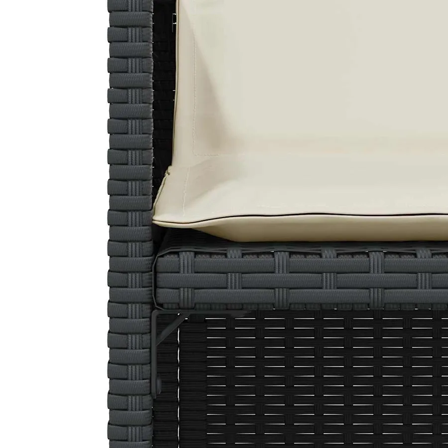 Ensemble de bistro 3 pcs avec coussins noir résine tressée - 6