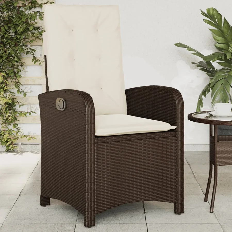 Chaises inclinables de jardin lot de 2 et coussins marron rotin - 3