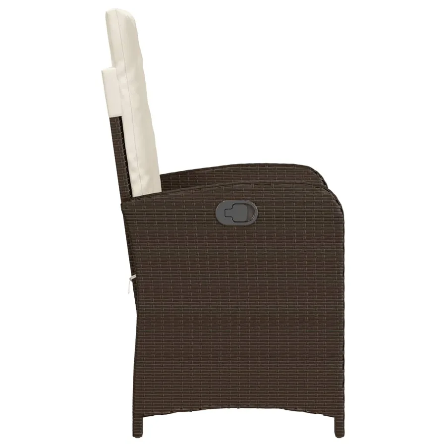 Chaises inclinables de jardin lot de 2 et coussins marron rotin - 6