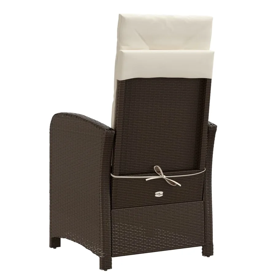 Chaises inclinables de jardin lot de 2 et coussins marron rotin - 7