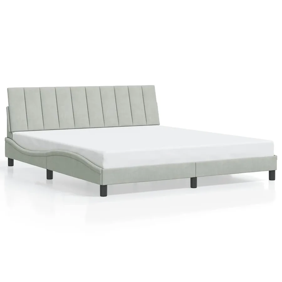 Cadre de lit sans matelas Hanko gris clair 180x200 cm velours - 2