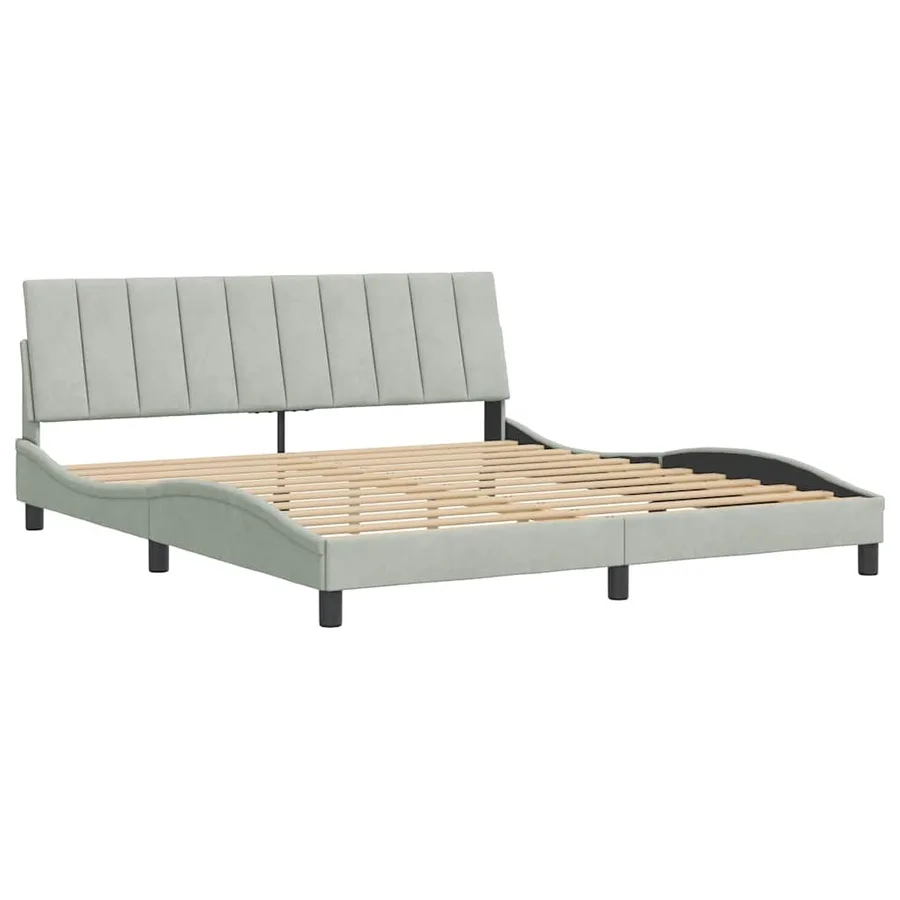 Cadre de lit sans matelas Hanko gris clair 180x200 cm velours - 3
