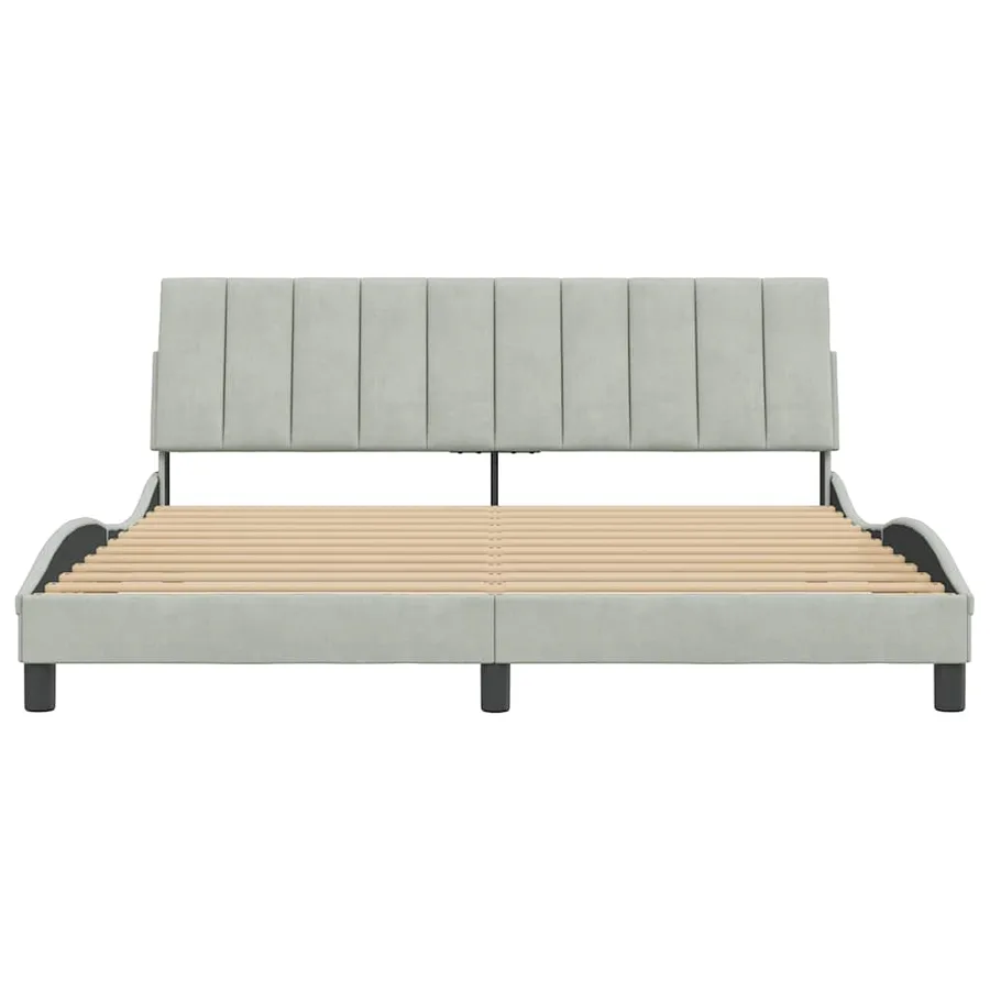 Cadre de lit sans matelas Hanko gris clair 180x200 cm velours - 5