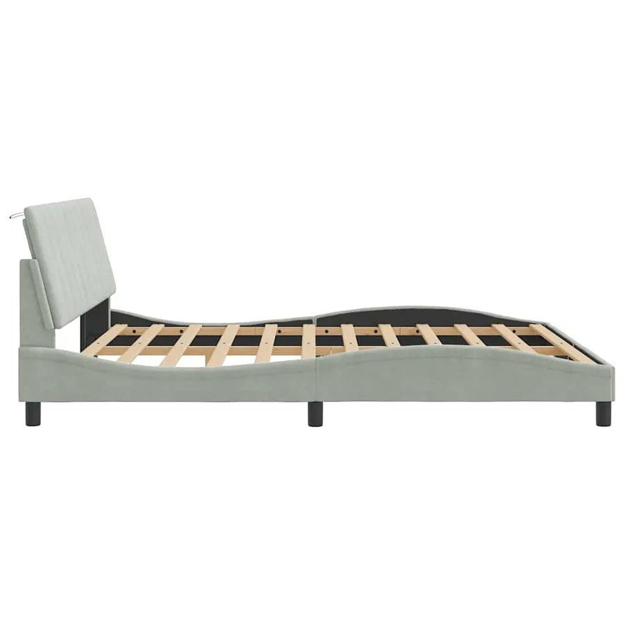 Cadre de lit sans matelas Hanko gris clair 180x200 cm velours - 6