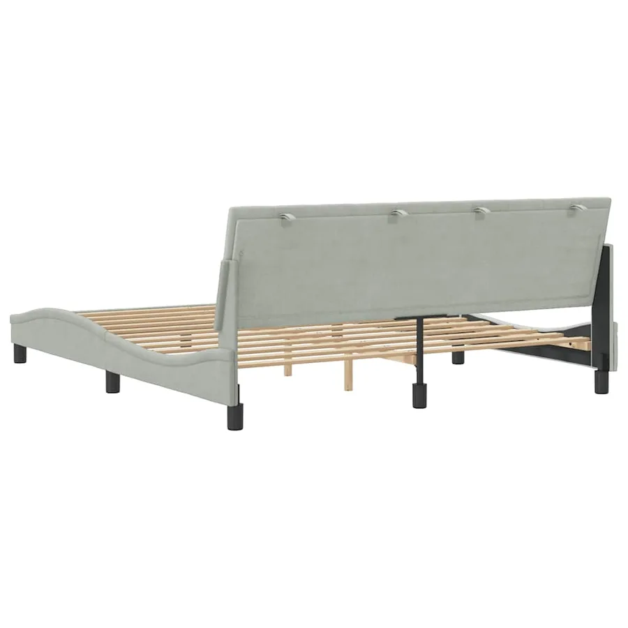 Cadre de lit sans matelas Hanko gris clair 180x200 cm velours - 7