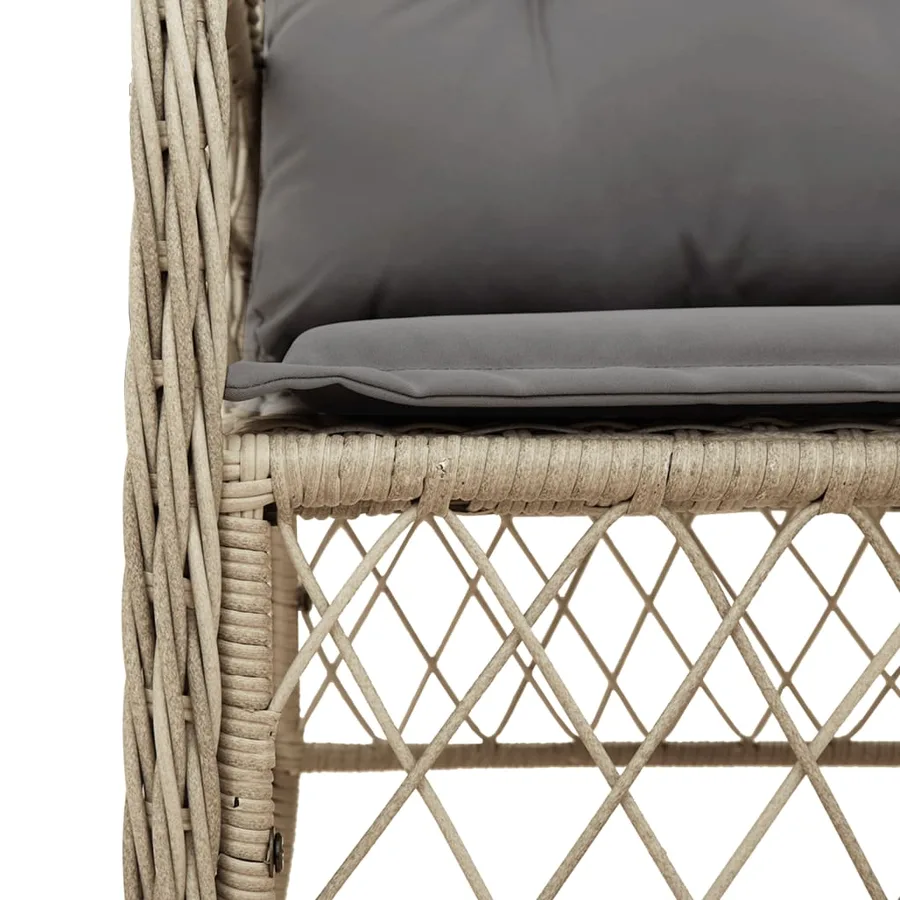 Ensemble à manger de jardin et coussins 9 pcs mélange beige - 5