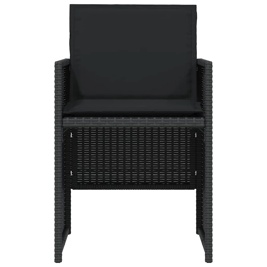 Ensemble de bistro 3 pcs avec coussins noir résine tressée - 5