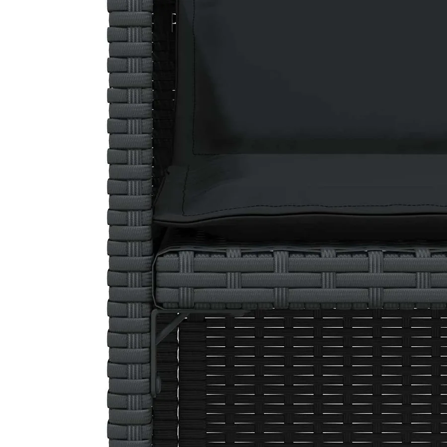 Ensemble de bistro 3 pcs avec coussins noir résine tressée - 6