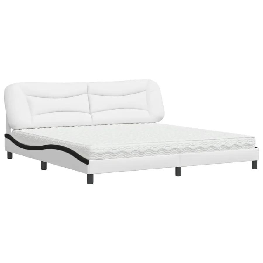 Lit avec matelas Hvar blanc et noir 200x200 cm similicuir - 2