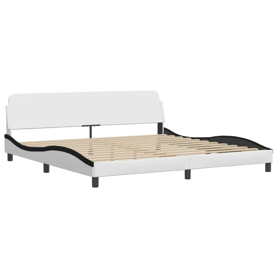 Lit avec matelas Hvar blanc et noir 200x200 cm similicuir - 4