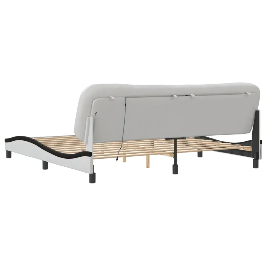 Cadre de lit avec LED sans matelas Hvar blanc et noir 200x200 cm - 10