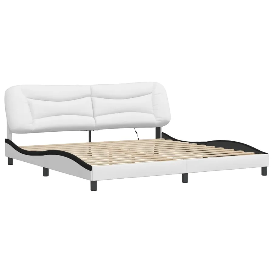 Cadre de lit avec LED sans matelas Hvar blanc et noir 200x200 cm - 3
