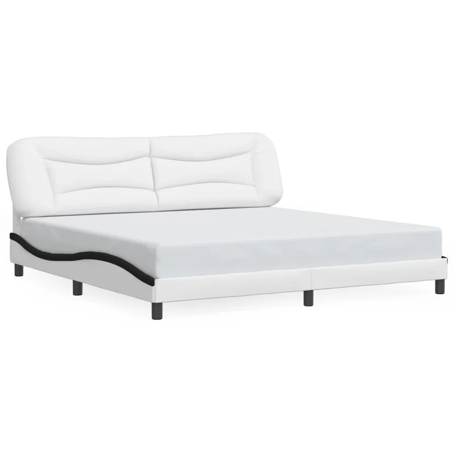 Cadre de lit avec LED sans matelas Hvar blanc et noir 200x200 cm - 5