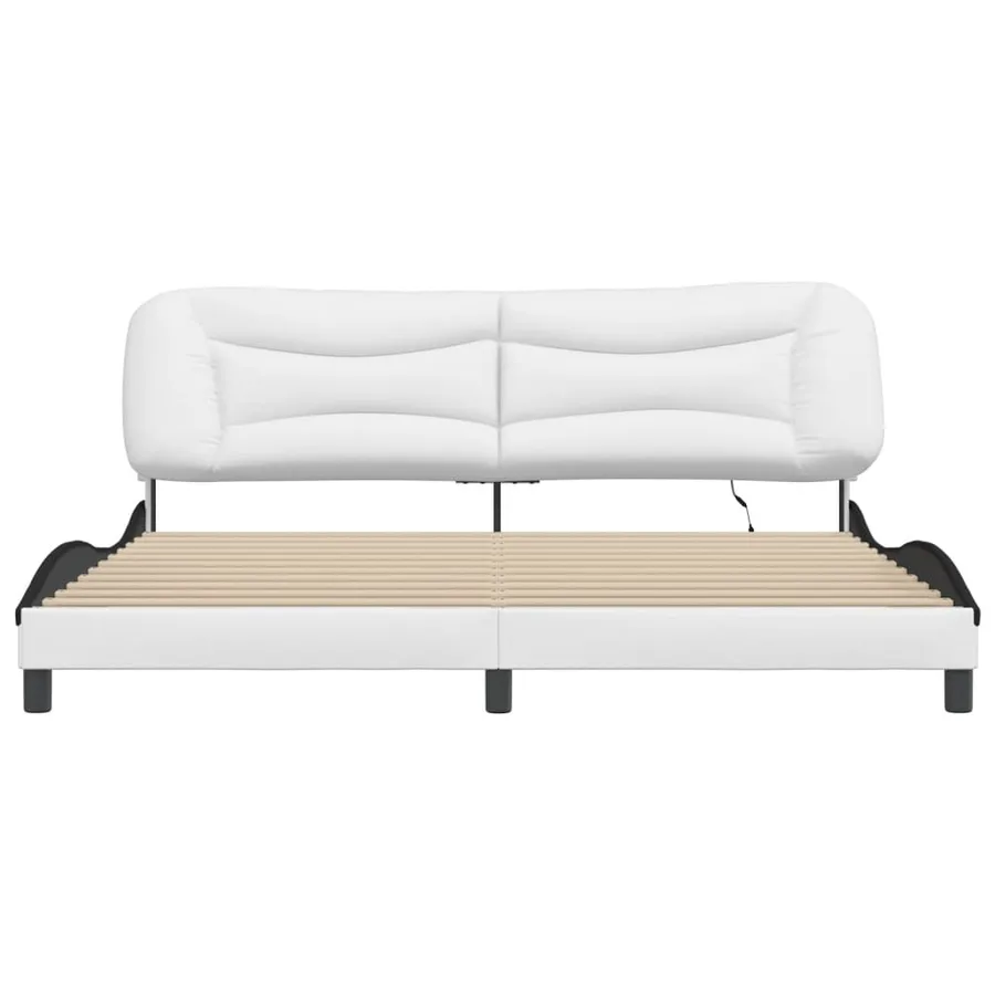 Cadre de lit avec LED sans matelas Hvar blanc et noir 200x200 cm - 6