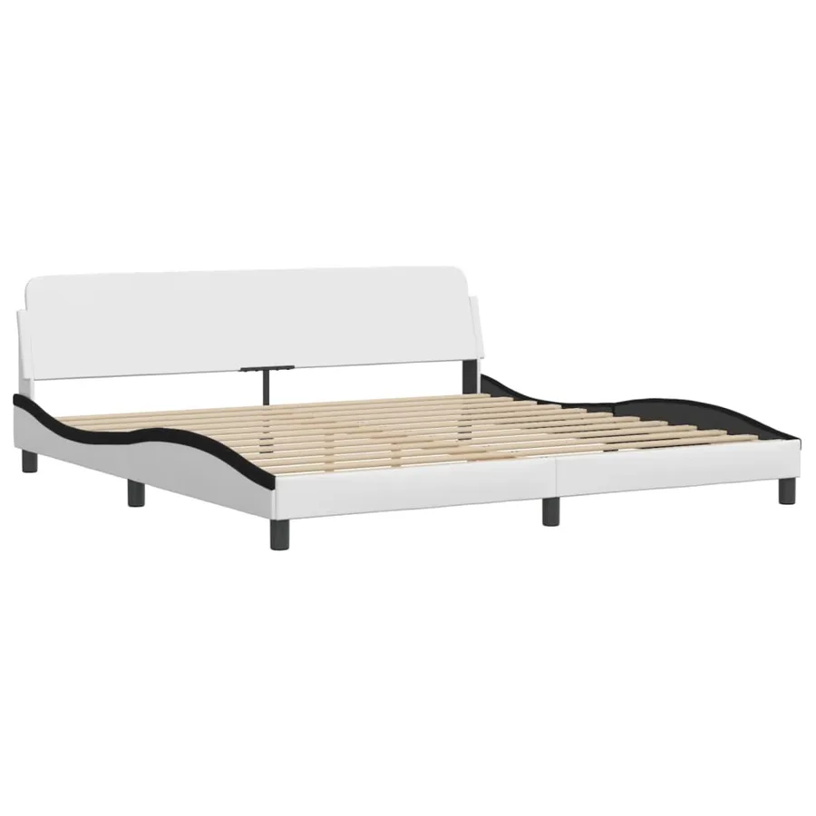 Cadre de lit avec LED sans matelas Hvar blanc et noir 200x200 cm - 8
