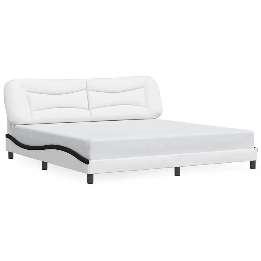 Cadre de lit sans matelas Hvar blanc et noir 200x200 cm similicuir - 2