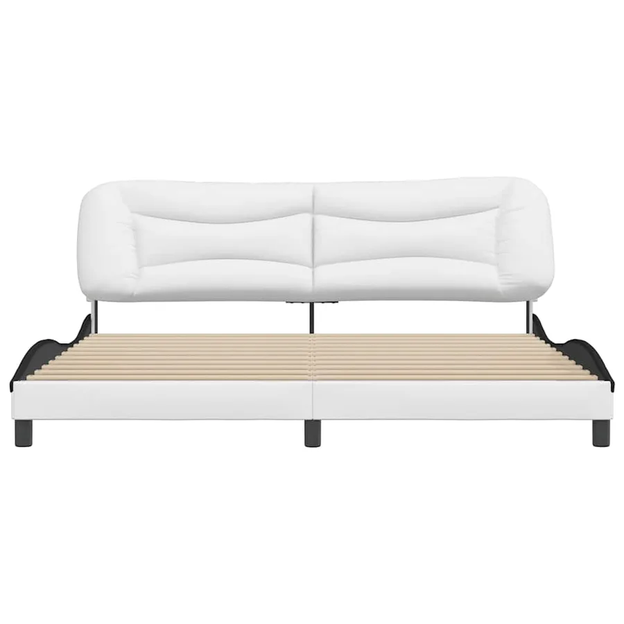 Cadre de lit sans matelas Hvar blanc et noir 200x200 cm similicuir - 4