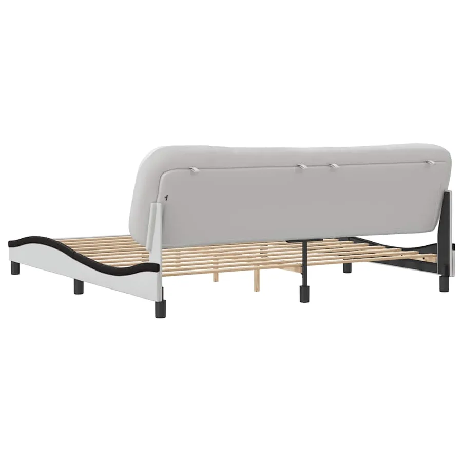 Cadre de lit sans matelas Hvar blanc et noir 200x200 cm similicuir - 6