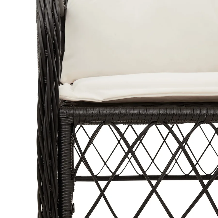 Ensemble de bistro 3 pcs avec coussins noir résine tressée - 5