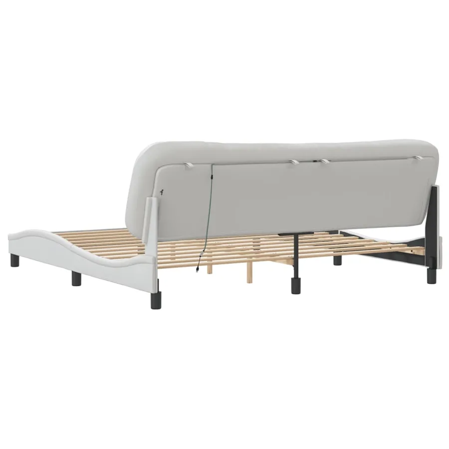 Cadre de lit avec LED sans matelas Hvar blanc 200x200 cm - 10