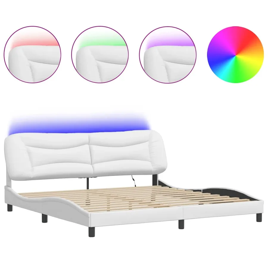 Cadre de lit avec LED sans matelas Hvar blanc 200x200 cm - 2