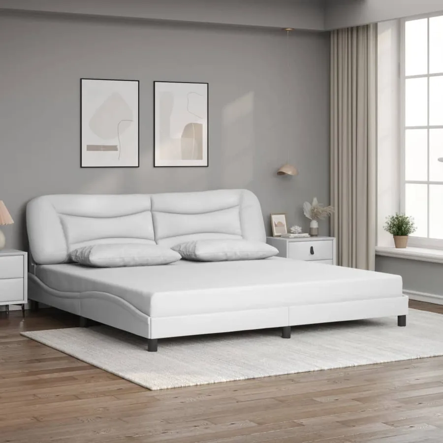 Cadre de lit avec LED sans matelas Hvar blanc 200x200 cm - 4