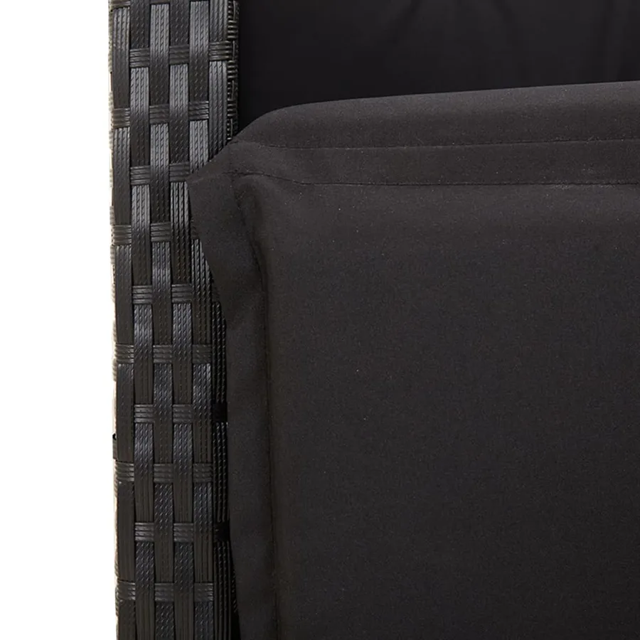 Ensemble à manger de jardin avec coussins 3 pcs Noir - 5