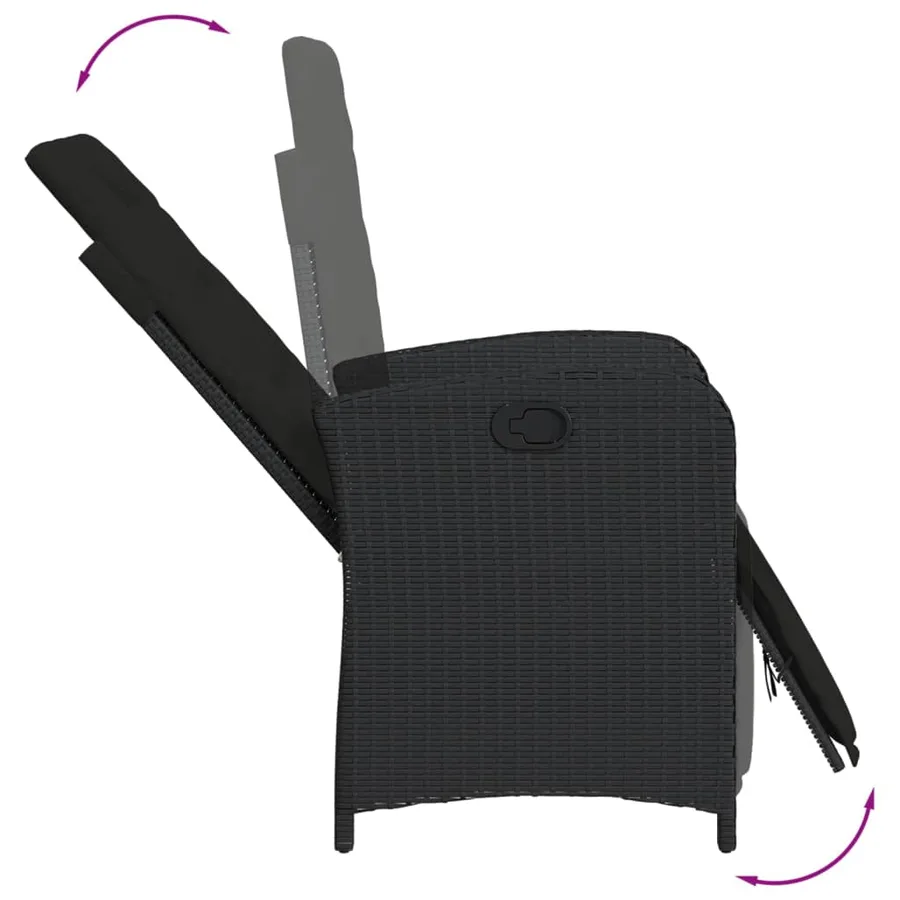 Ensemble de bistro 3 pcs avec coussins noir résine tressée - 5
