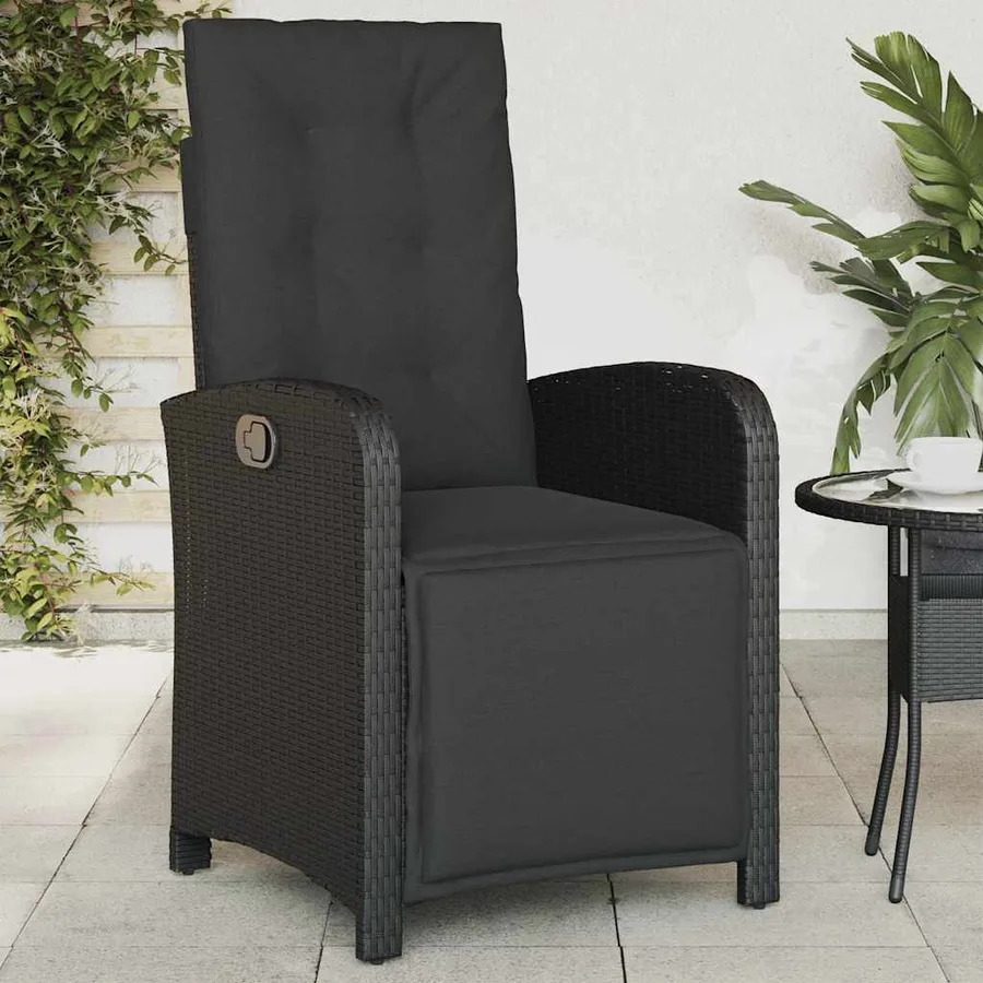 Chaises inclinables de jardin lot de 2 repose-pied noir rotin - 3