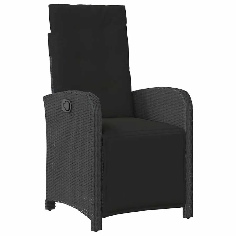 Chaises inclinables de jardin lot de 2 repose-pied noir rotin - 4