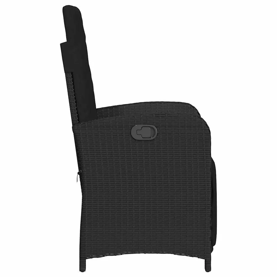 Chaises inclinables de jardin lot de 2 repose-pied noir rotin - 6