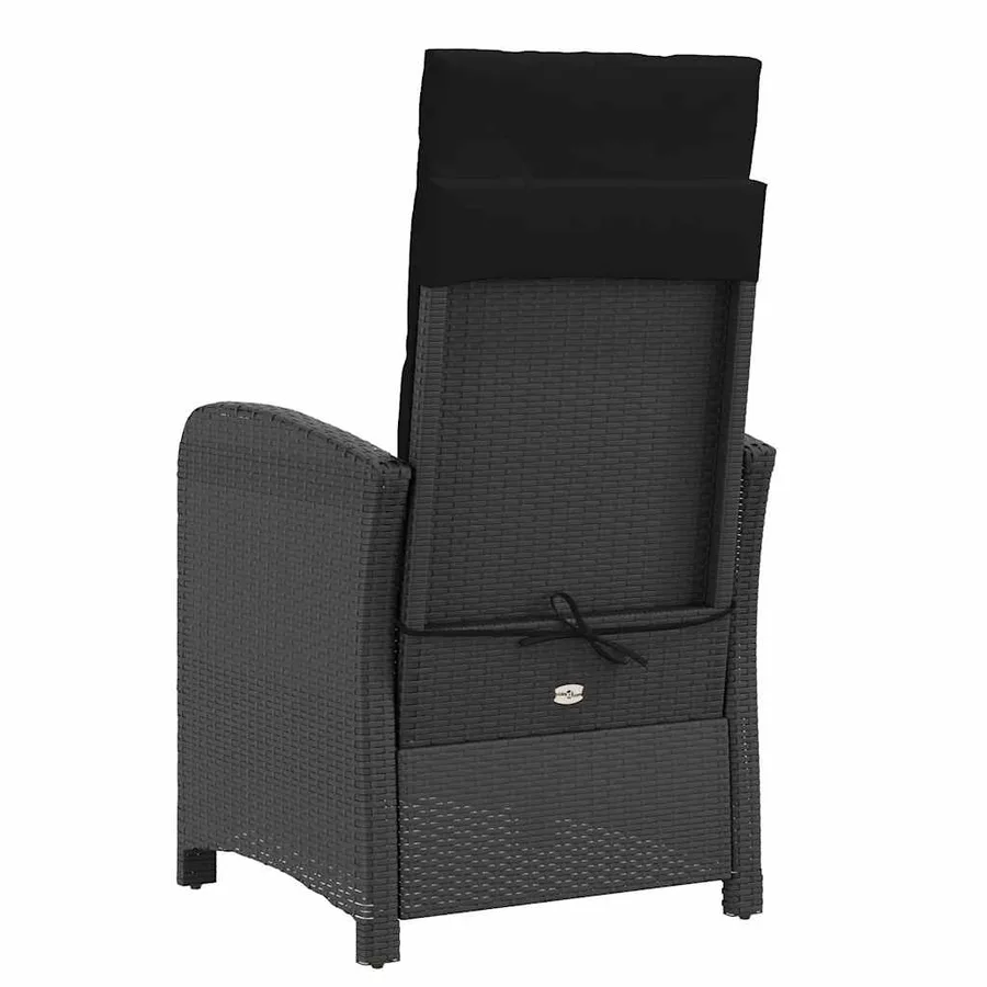 Chaises inclinables de jardin lot de 2 repose-pied noir rotin - 7
