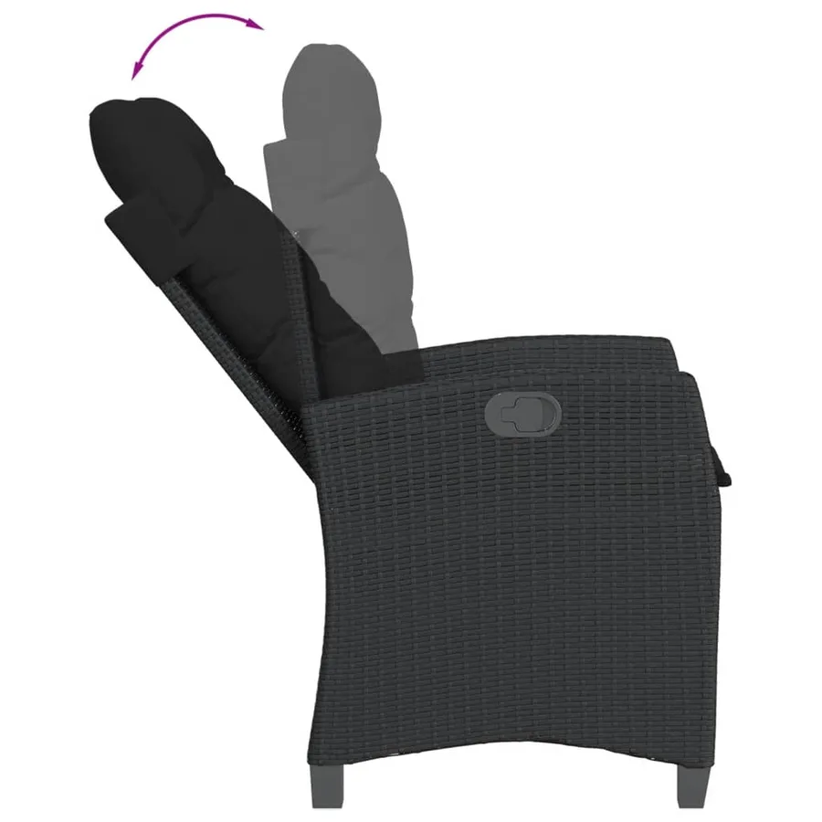 Ensemble à manger de jardin avec coussins 3 pcs Noir - 5