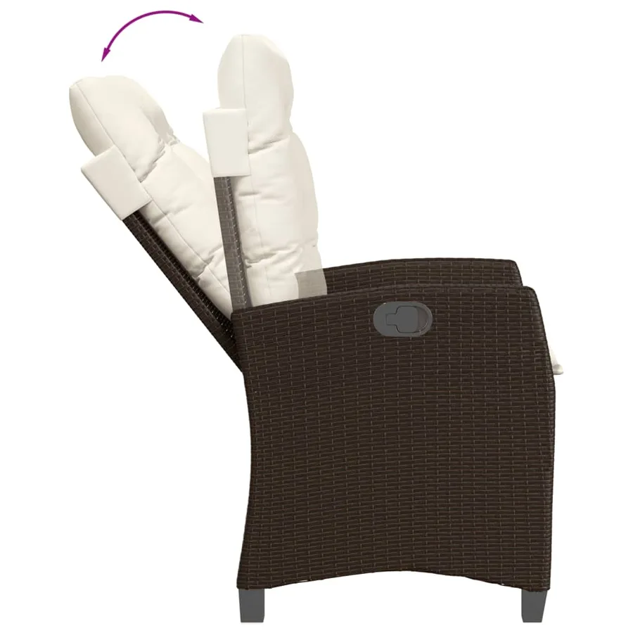 Ensemble à manger de jardin 5 pcs et coussins marron poly rotin - 8