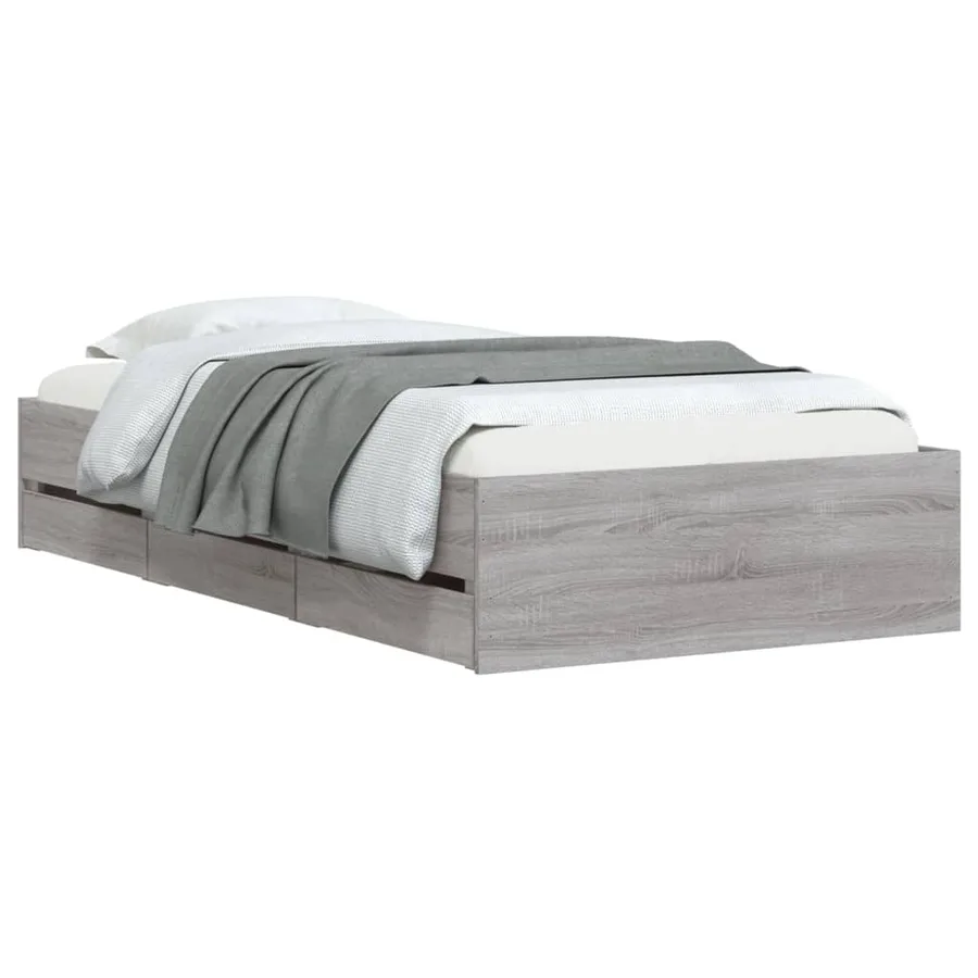 Cadre de lit avec tiroirs sans matelas sonoma gris 90x190 cm - 3