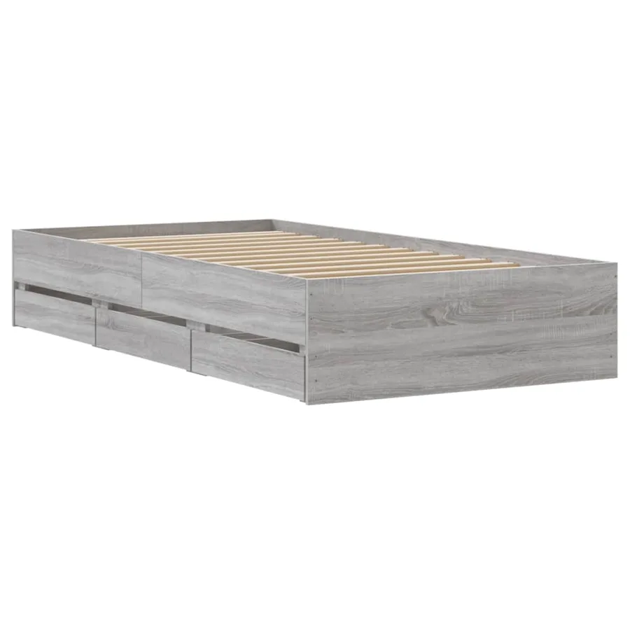 Cadre de lit avec tiroirs sans matelas sonoma gris 90x190 cm - 8