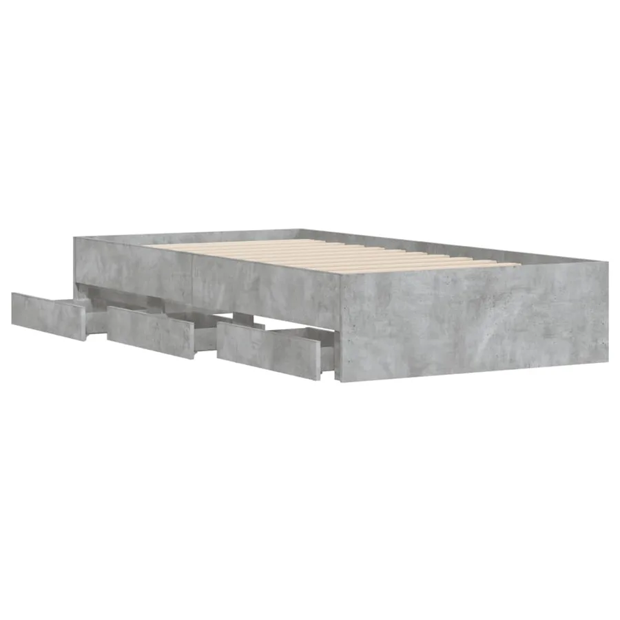 Cadre de lit avec tiroirs sans matelas gris béton 90x190 cm - 5
